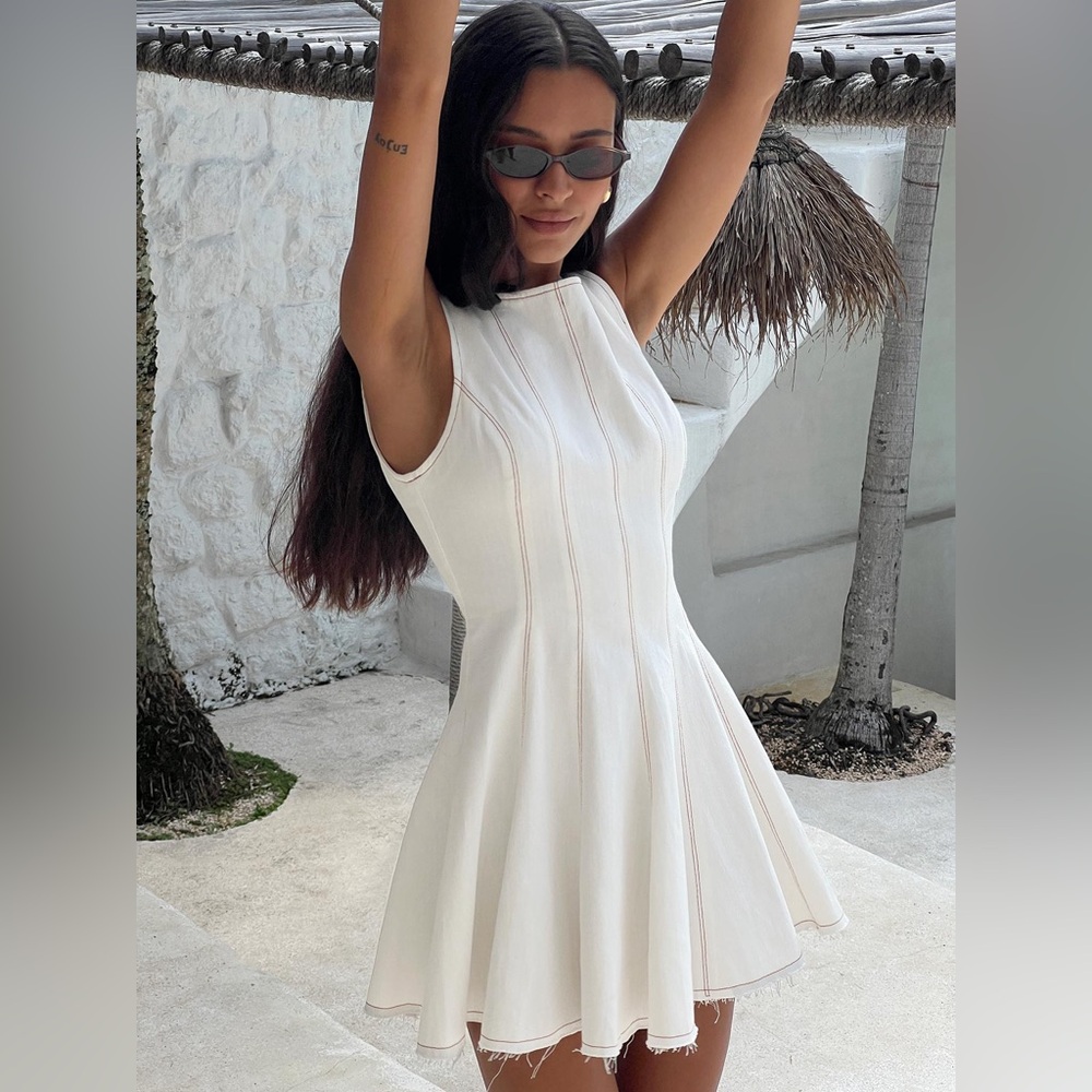 Princess Polly White Sleeveless Mini Fit-and-Flare Dress